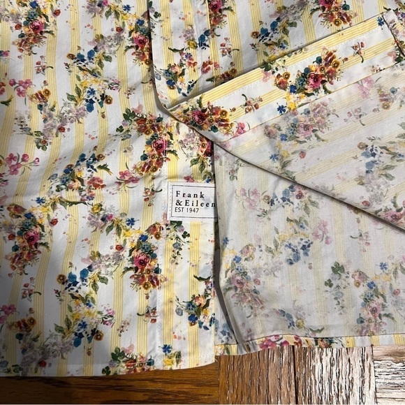 NEW Frank & Eileen Silvio Floral Stripe Untuckable Button Up Shirt Sz L Prairie - Picture 7 of 13
